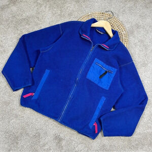 Patagonia Vintage Classic Retro-X Deep Pile 1990s Fleece Jacket Full Zip Blue 12